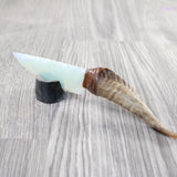 Goat Horn Handle Opalite Blade Ornamental Knife #655n     Mountain Man Knife