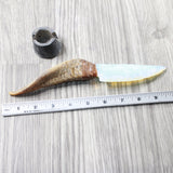 Goat Horn Handle Opalite Blade Ornamental Knife #655n     Mountain Man Knife