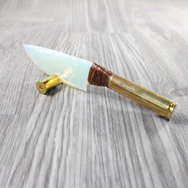 50 Cal Shell Handle Opalite Blade Ornamental Knife #755n     Mountain Man Knife