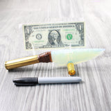 50 Cal Shell Handle Opalite Blade Ornamental Knife #755n     Mountain Man Knife