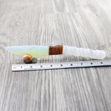 Selenite Spiral Handle Opalite Blade Ornamental Knife #765n     Mountain Man Knife