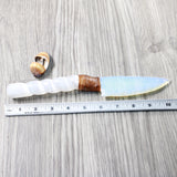 Selenite Spiral Handle Opalite Blade Ornamental Knife #765n     Mountain Man Knife