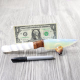 Selenite Spiral Handle Opalite Blade Ornamental Knife #765n     Mountain Man Knife