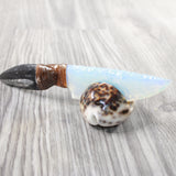 Orthoceras Fossil Handle Opalite Blade Ornamental Knife #865n     Mountain Man Knife