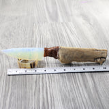 Hair-on Deer Bone Handle Opalite Blade Ornamental Knife #975n     Mountain Man Knife