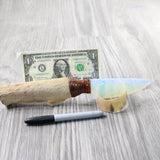 Hair-on Deer Bone Handle Opalite Blade Ornamental Knife #975n     Mountain Man Knife