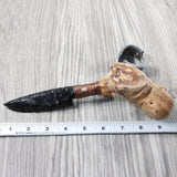 Grapevine Wood Handle Obsidian Blade Ornamental Knife #374-2 Mountain Man Knife