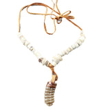 Rattlesnake Rattle Plus Antler Bead Necklace  #475n    Mountain Man Necklace
