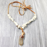 Rattlesnake Rattle Plus Antler Bead Necklace  #475n    Mountain Man Necklace