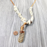 Rattlesnake Rattle Plus Antler Bead Necklace  #475n    Mountain Man Necklace
