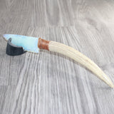 Axis Deer Antler Handle Opalite Blade Ornamental Knife #13669