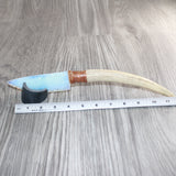 Axis Deer Antler Handle Opalite Blade Ornamental Knife #13669