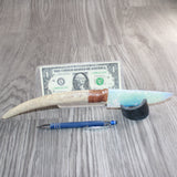 Axis Deer Antler Handle Opalite Blade Ornamental Knife #13669