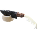 Fox Jaw Handle Obsidian Blade Ornamental Knife #885n  Mountain Man Knife
