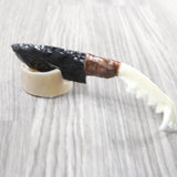 Fox Jaw Handle Obsidian Blade Ornamental Knife #885n  Mountain Man Knife