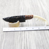 Fox Jaw Handle Obsidian Blade Ornamental Knife #885n  Mountain Man Knife