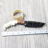 Fox Jaw Handle Obsidian Blade Ornamental Knife #885n  Mountain Man Knife