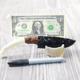 Fox Jaw Handle Obsidian Blade Ornamental Knife #885n  Mountain Man Knife