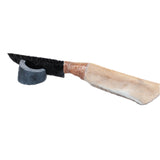 Hair-on Deer Bone Handle Obsidian  Blade Ornamental Knife #09569