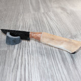 Hair-on Deer Bone Handle Obsidian  Blade Ornamental Knife #09569