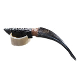 Goat Horn Handle Obsidian Blade Ornamental Knife #995n  Mountain Man Knife