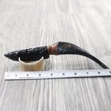 Goat Horn Handle Obsidian Blade Ornamental Knife #995n  Mountain Man Knife