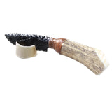 Elk Antler Handle Obsidian Blade Ornamental Knife #995n  Mountain Man Knife
