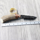 Elk Antler Handle Obsidian Blade Ornamental Knife #995n  Mountain Man Knife