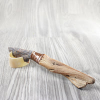 Ghost Wood Handle Stone Blade Ornamental Knife #384-2 Mountain Man Knife z