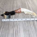 Coyote Jaw Handle Obsidian  Blade Ornamental Knife #28060