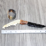 Coyote Jaw Handle Obsidian  Blade Ornamental Knife #28060