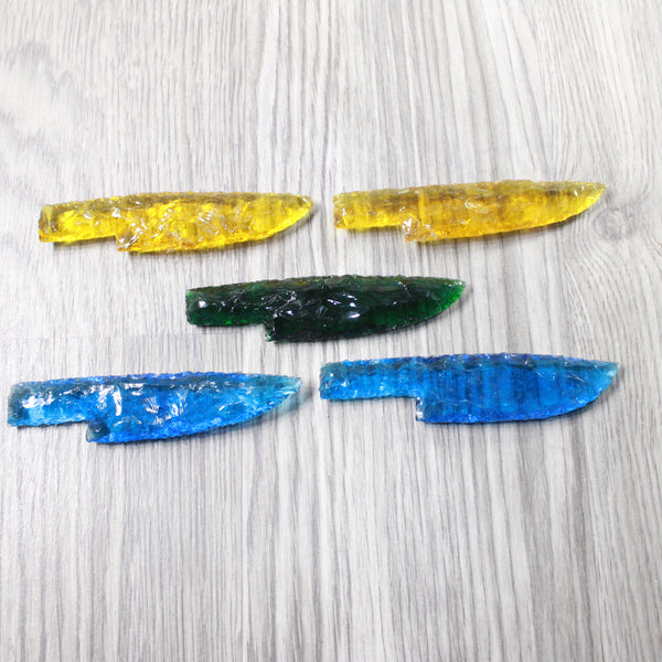 5 Glass Ornamental Knife Blades  #765n   Mountain man knife