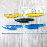 5 Glass Ornamental Knife Blades  #765n   Mountain man knife