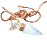 Antler Crown Handle Opalite  Blade Knife Necklace  #16960