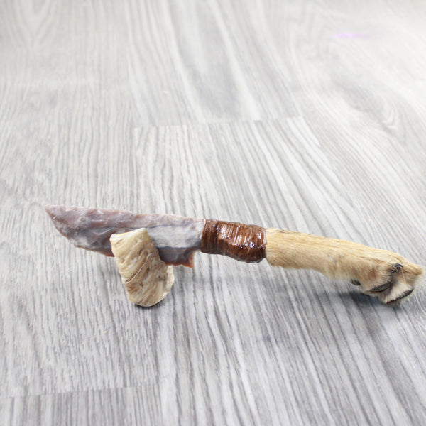 Coyote Foot Handle Stone Blade Ornamental Knife #175n    Mountain Man Knife