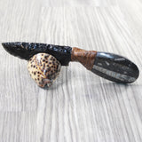 Orthoceras Fossil Handle Obsidian Blade Ornamental Knife #085n  Mountain Man Knife