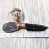 Orthoceras Fossil Handle Obsidian Blade Ornamental Knife #085n  Mountain Man Knife