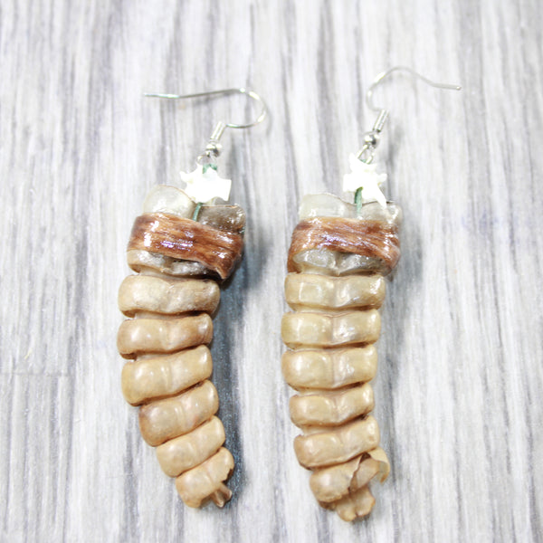 Very Large Rattlesnake Rattle Earrings  #605n  Mountain Man Earrings