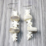 Rattlesnake Vertebrae  Plus Antler Bead Earrings  #405n   Mountain Man Earrings