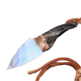 Goat Horn Handle Opalite Blade Knife Necklace  # 16160