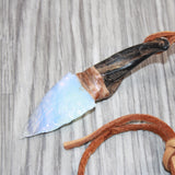 Goat Horn Handle Opalite Blade Knife Necklace  # 16160