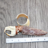 Muskrat Skull Handle Stone Blade Ornamental Knife #08660