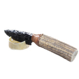 Elk Antler Handle Obsidian Blade Ornamental Knife #215n  Mountain Man Knife