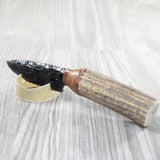 Elk Antler Handle Obsidian Blade Ornamental Knife #215n  Mountain Man Knife