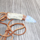Antler Handle Opalite Blade Knife Necklace  #16660