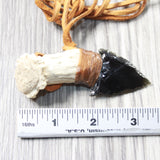 Antler Crown Handle  Obsidian  Blade Knife Necklace  #625d  Mountain Man Necklace