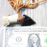 Antler Crown Handle  Obsidian  Blade Knife Necklace  #625d  Mountain Man Necklace