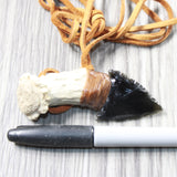 Antler Crown Handle  Obsidian  Blade Knife Necklace  #625d  Mountain Man Necklace