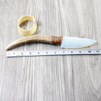 Elk Antler Handle Opalite Blade Ornamental Knife #2951 Mountain Man Knife