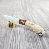Coyote Foot Handle Opalite Blade Ornamental Knife #125d     Mountain Man Knife